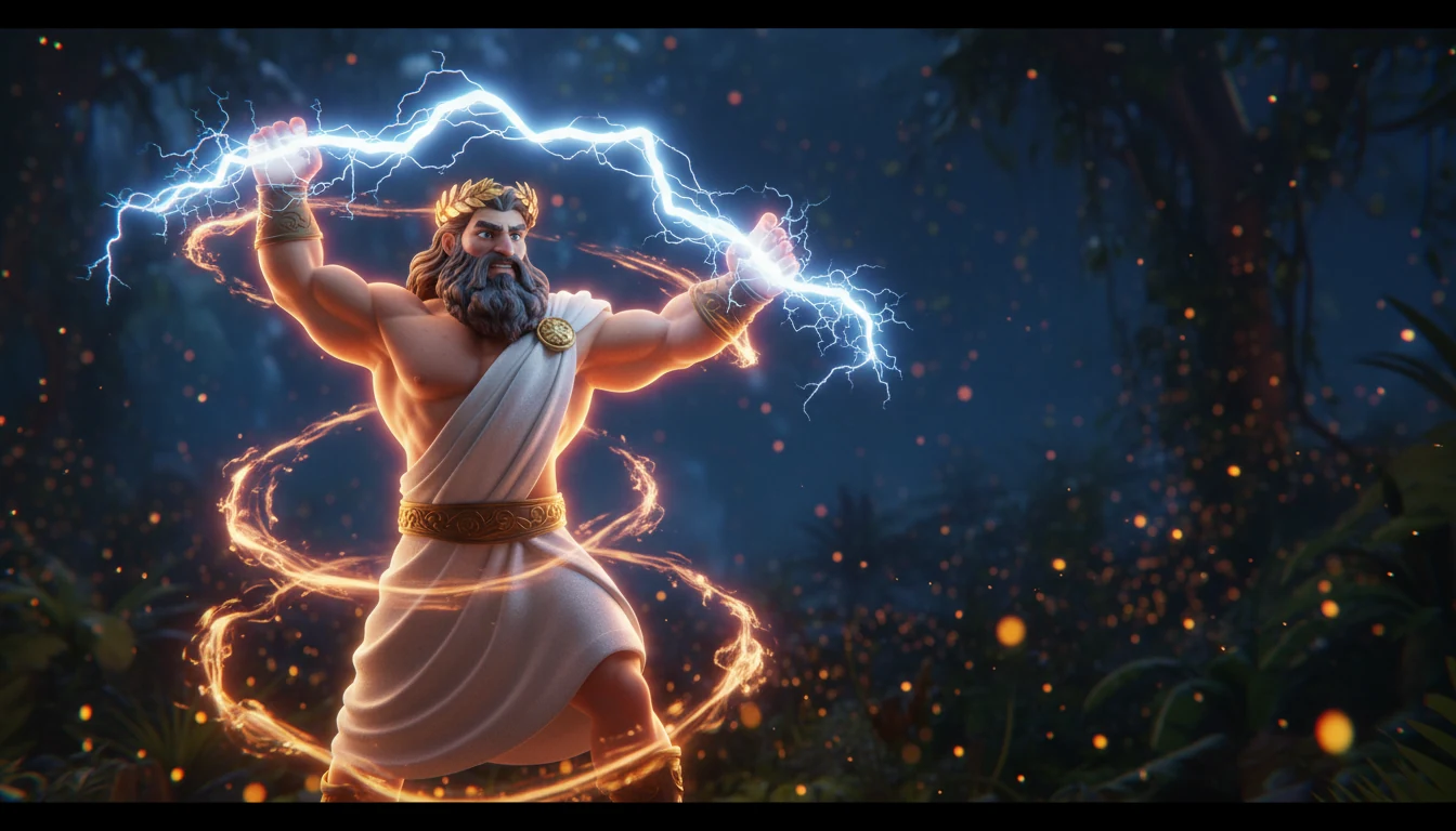 Bannière de bonus Cazeus Casino avec Zeus et des tours gratuits